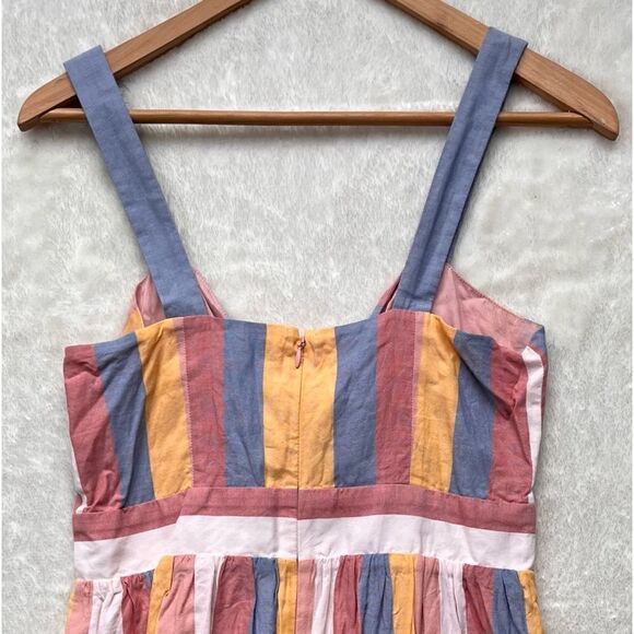 Madewell Tie-Front Cutout Dress in Sherbet Stripe, Size 6 - Picture 10 of 14